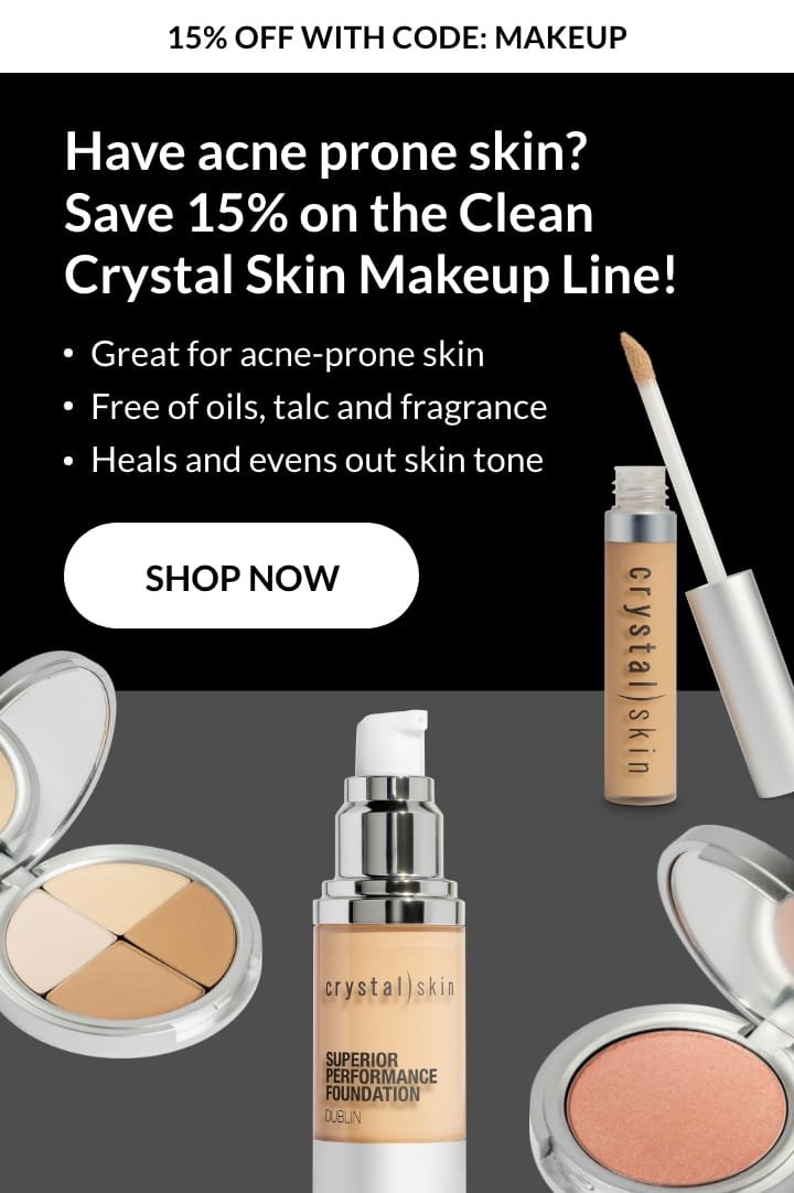 Crystal Skin Products | Kaysville UT | Save 15% on the Clean Acne Prone Makeup Line.