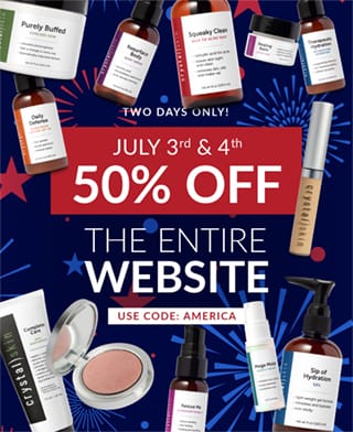 July 3rd and 4th, 50% off entire site. | Crystal Skin Products | Kaysville Utah